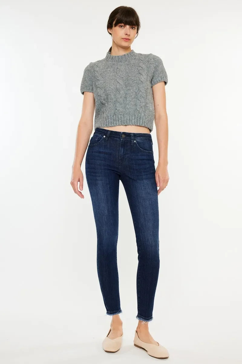 High-Rise Slim Fit Raw Hem Ankle Jeans - Eva's Edition