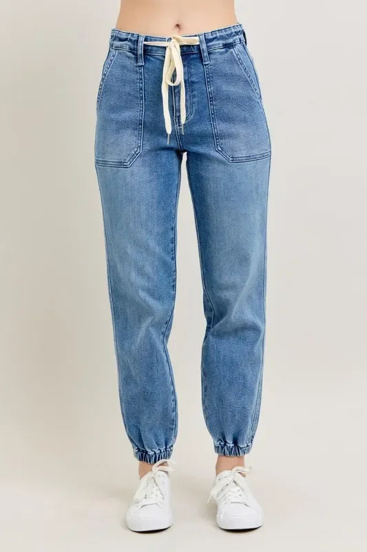 High Waist Denim Jogger Plus Size - Eva's Edition