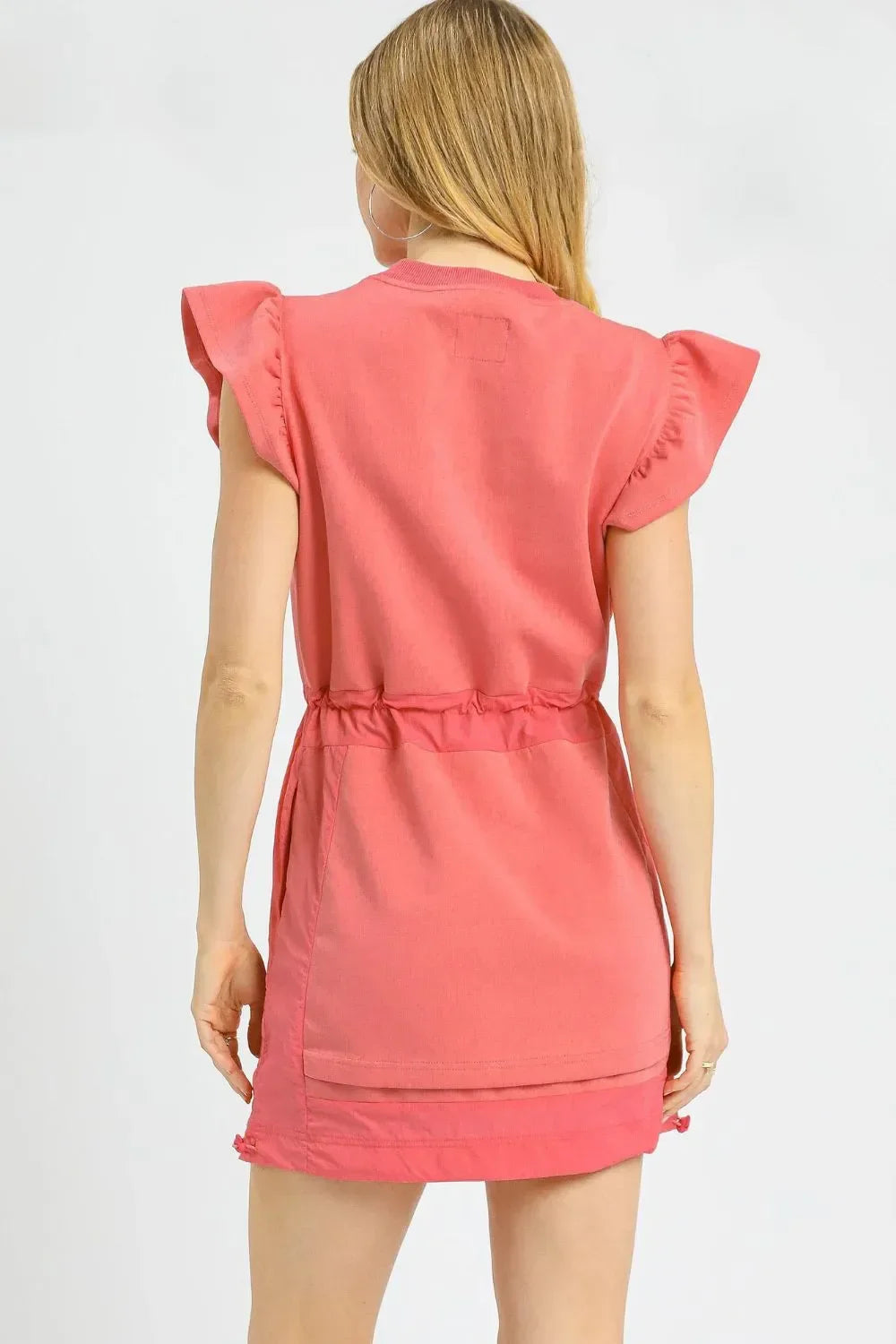 Ruffle Sleeve Drawstring Mini Dress - Eva's Edition