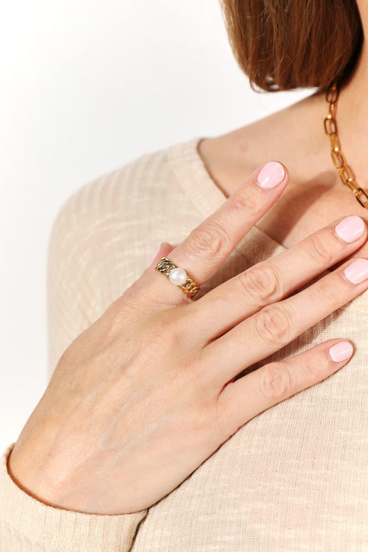 Pearl Stainless Steel Open Ring - Eva's Edition