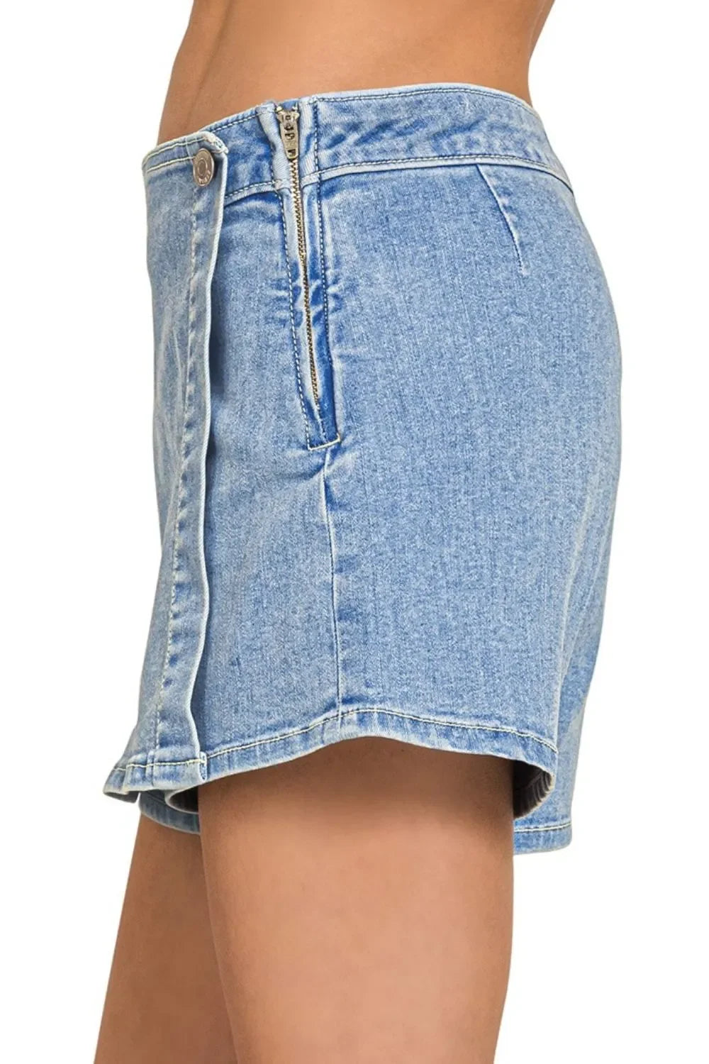 Wrap Front Skort Denim Shorts - Eva's Edition