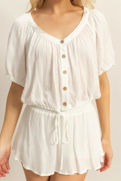 Drawstring Hem Short Sleeve Top and Skort Set - Eva's Edition