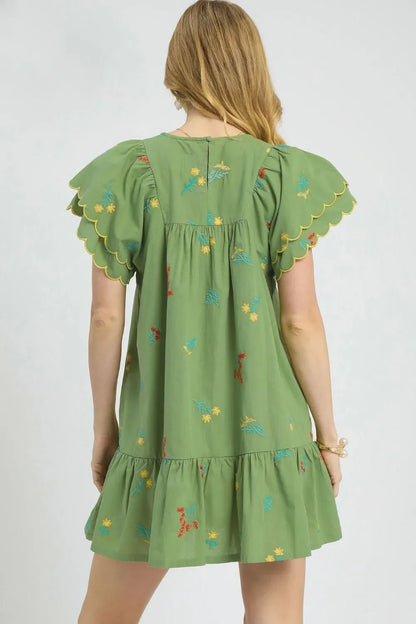Floral Embroidered Short Sleeve Mini Dress - Eva's Edition