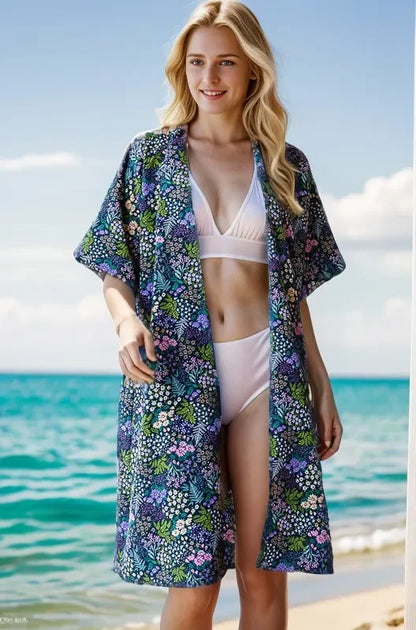 Floral Open Front Cardigan Plus Size - Eva's Edition