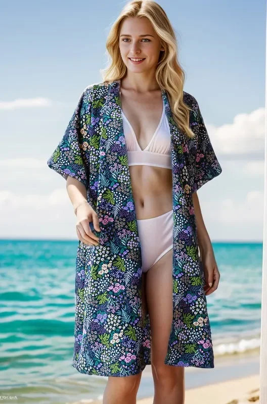 Floral Open Front Cardigan Plus Size - Eva's Edition
