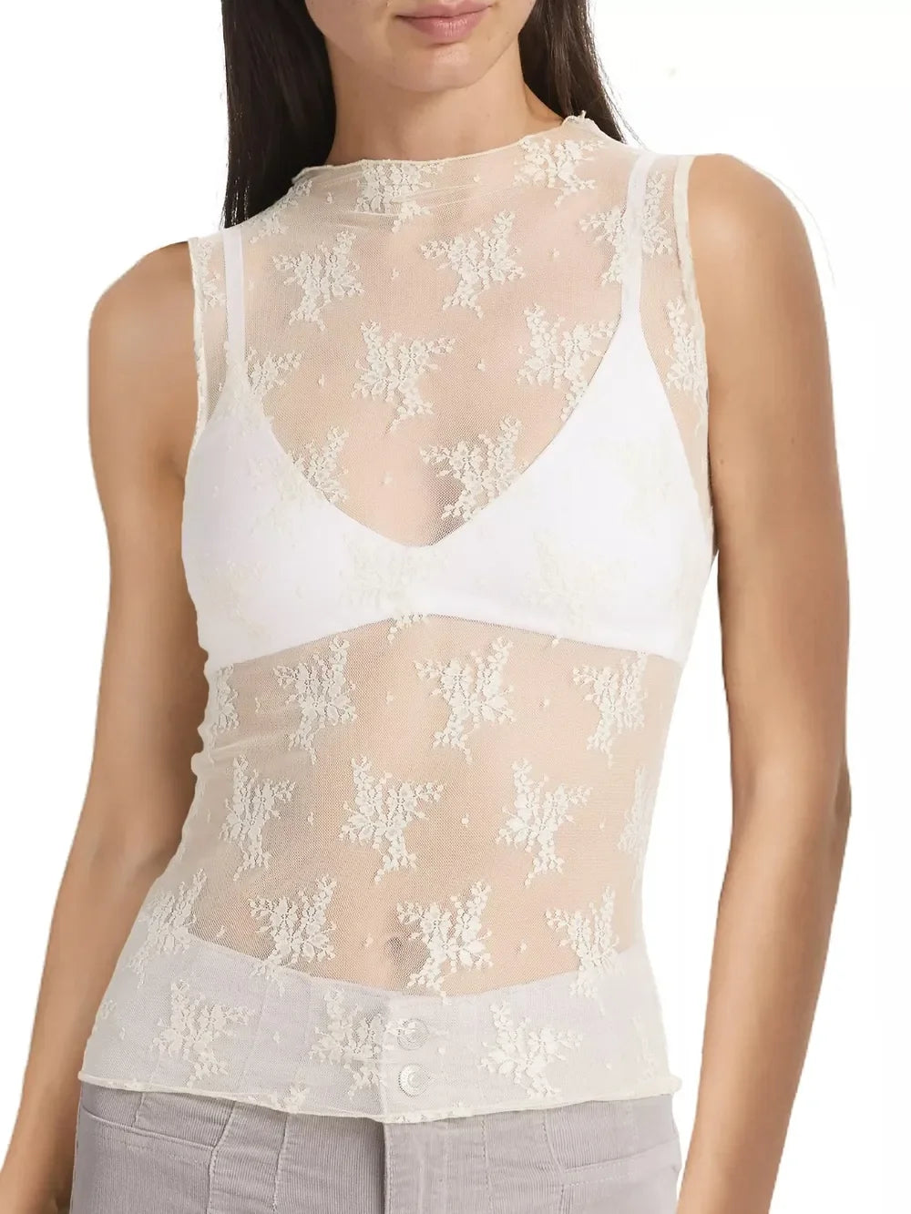 Lace Mock Neck Top - Eva's Edition