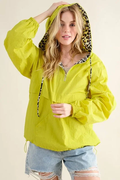 Leopard Print Hoodie Zipper Up Pocket Windbreaker - Eva's Edition