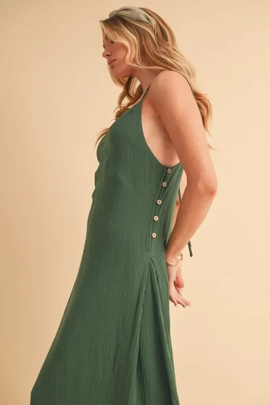 Side Button Midi Cami Dress - Eva's Edition