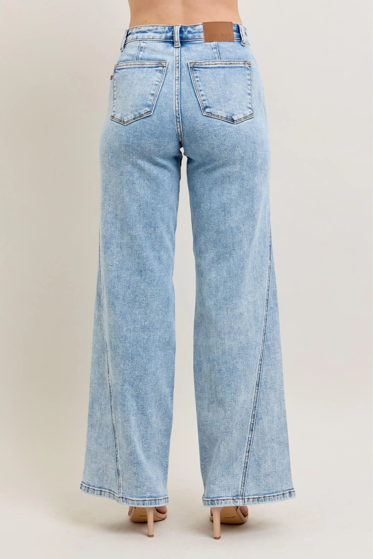 High Waist Wide Leg Jeans with Skewed Inseam - Eva's Edition