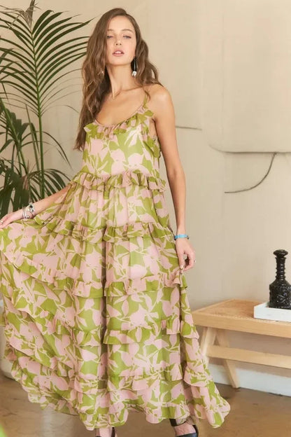 Ruffled Tiered Scoop Neck Cami Dress - Eva's Edition