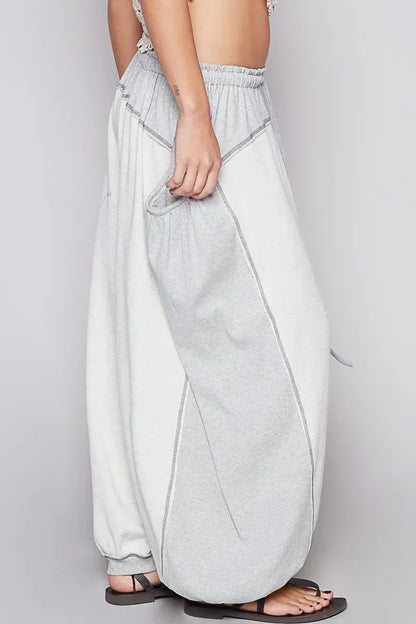 Contrast Stitching Pants with Drawstring Waist - Eva's Edition