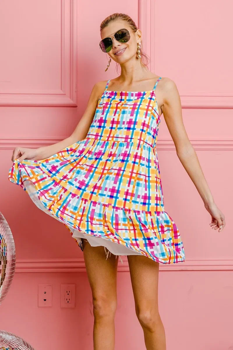 Colorfull Plaid Sleeveless Sun Dress - Eva's Edition