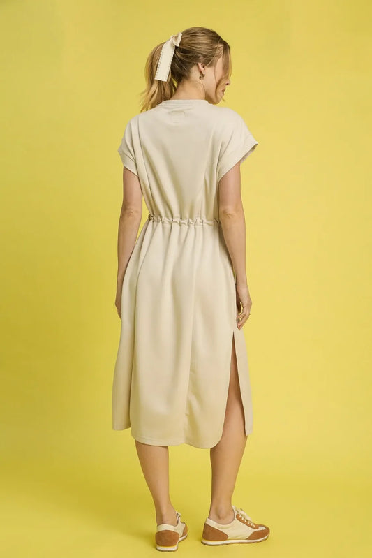Side Slit Short Sleeve Midi Tee Dress - Eva's Edition