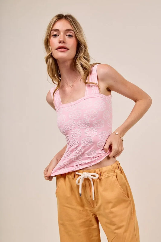 Double Tone Floral Seamless Tank Top - Eva's Edition
