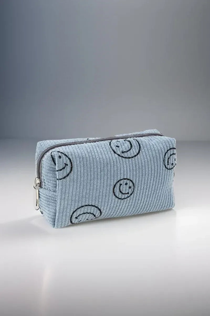 Zenana Smiley Face Corduroy Cosmetic Pouch - Eva's Edition