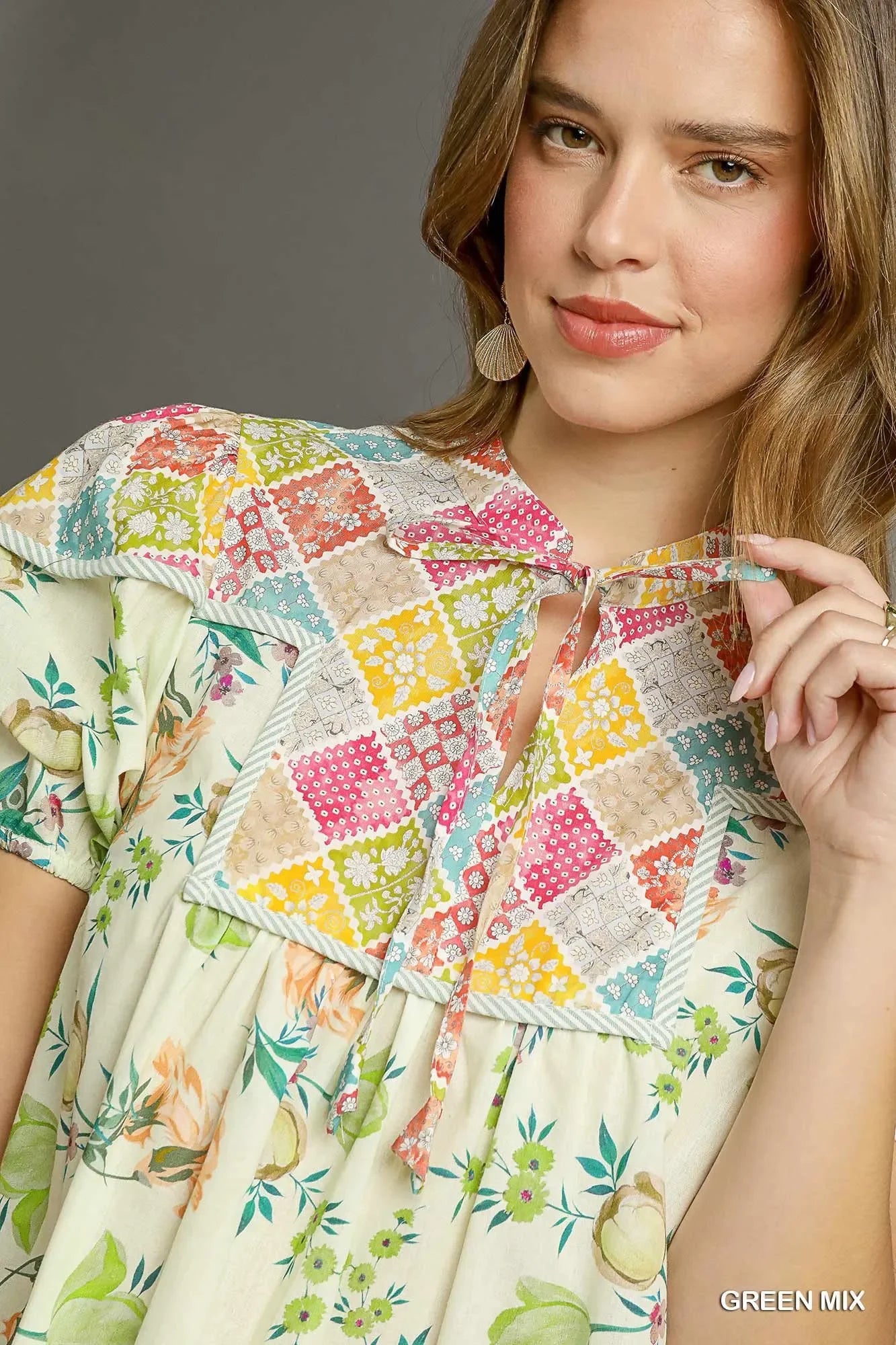Floral Print Tie Neck Puff Sleeve Dress - Eva's Edition