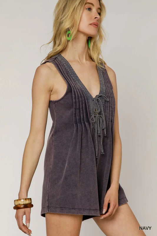 Tie Front Sleeveless Romper - Eva's Edition