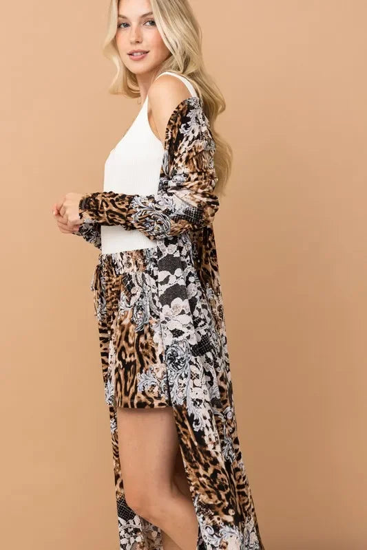 Animal Print Kimono and Shorts Set - Eva's Edition