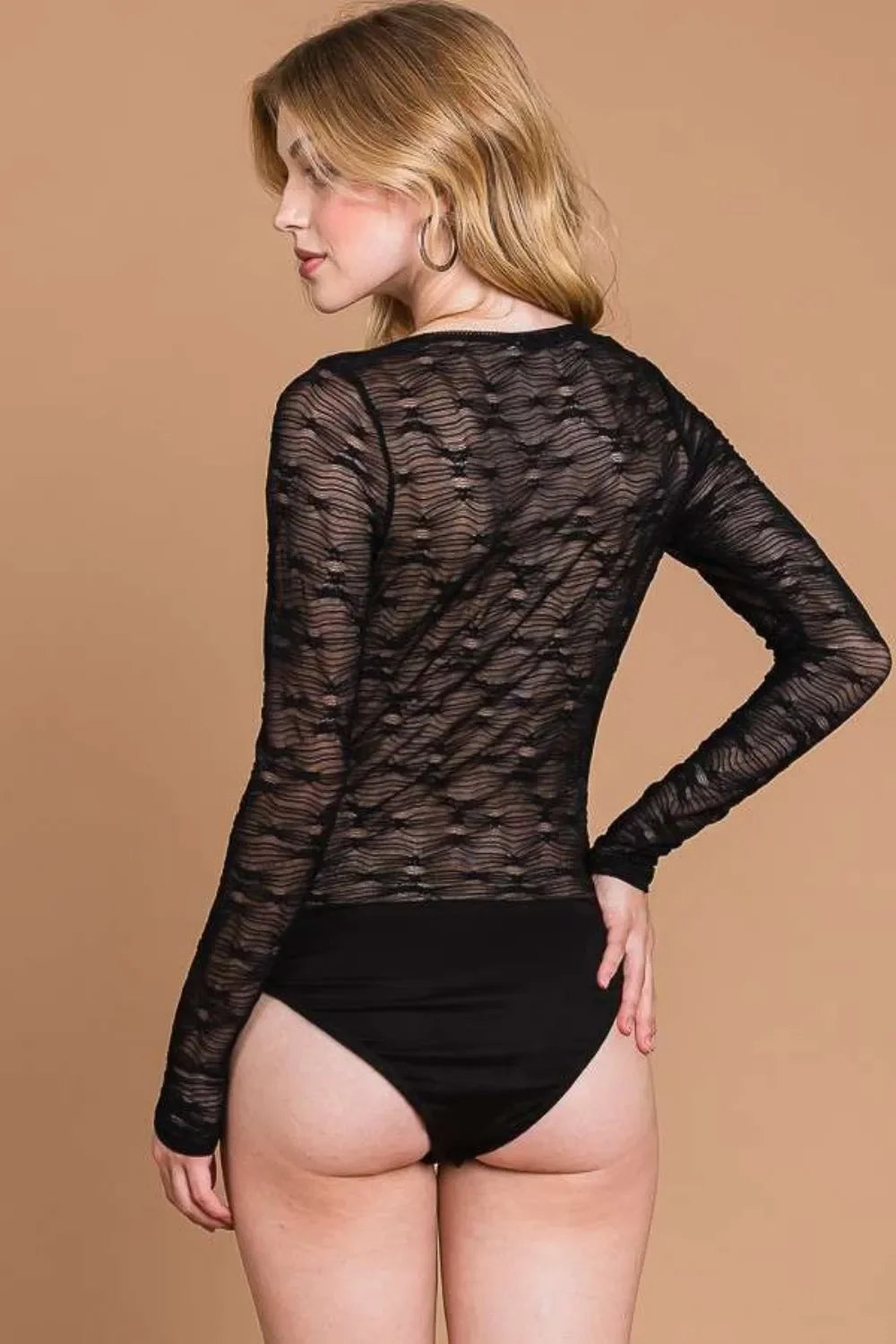 Culture Code Round Neck Mesh Perspective Bodysuit - Eva's Edition