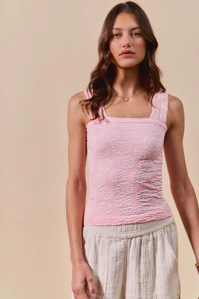 Double Tone Floral Seamless Tank Top - Eva's Edition