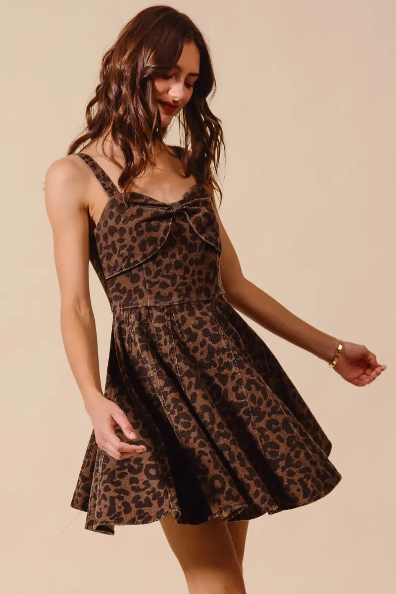 Mineral Washed Leopard Flare Cami Dress - Eva's Edition