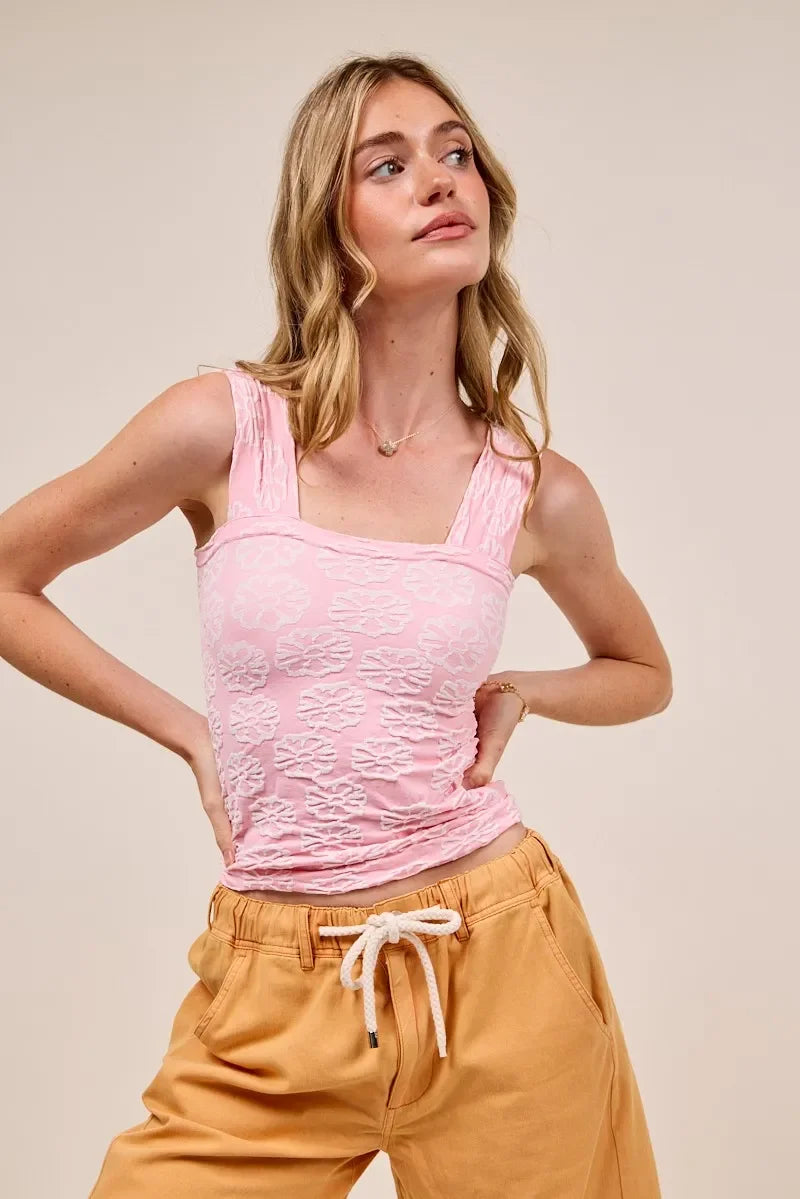 Double Tone Floral Seamless Tank Top - Eva's Edition