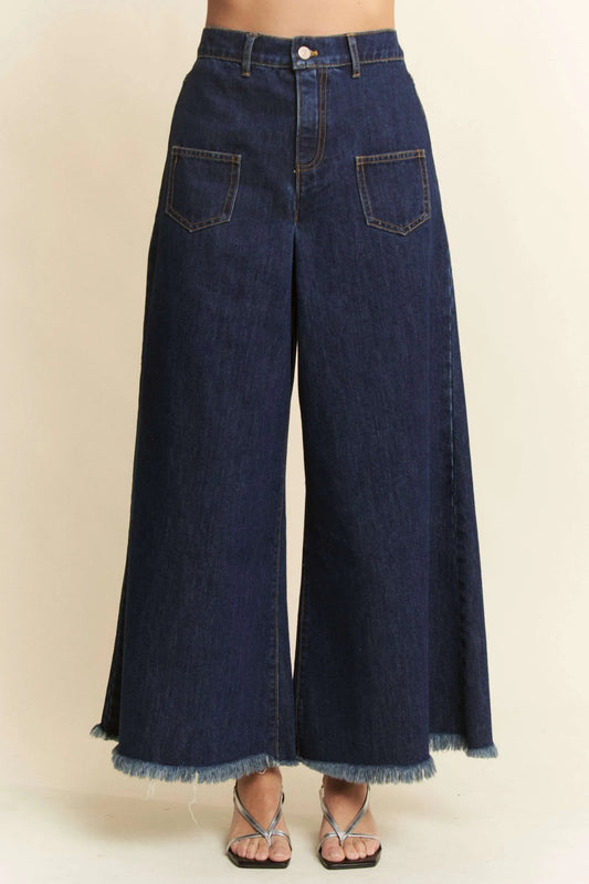 Patch Pocket Wide Leg Culotte Jeans - Eva's Edition