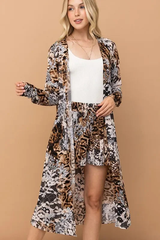 Animal Print Kimono and Shorts Set - Eva's Edition