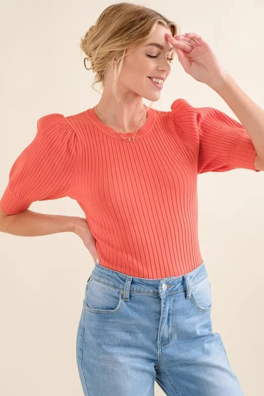 Half Sleeve Rib Basic Bodysuit - Eva's Edition