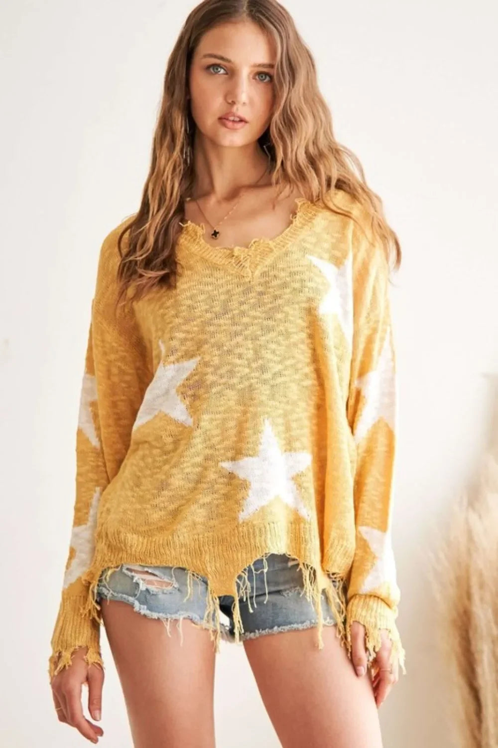 Distressed Star Sweater Top - Eva's Edition