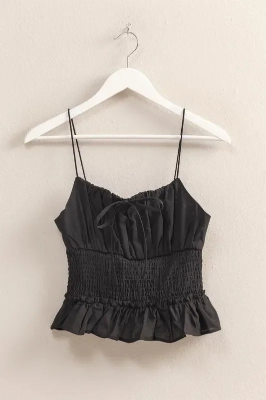 Poplin Smocked Waist Summery Cami Top - Eva's Edition