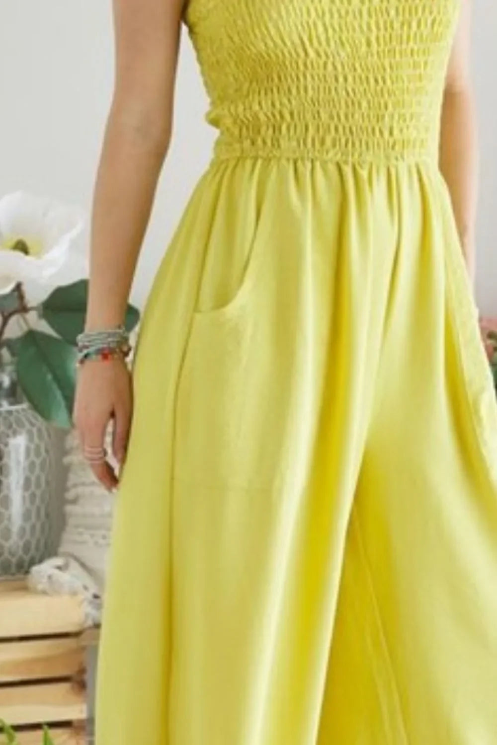 Smocking Top Wide Leg Jumpsuit - Eva's Edition