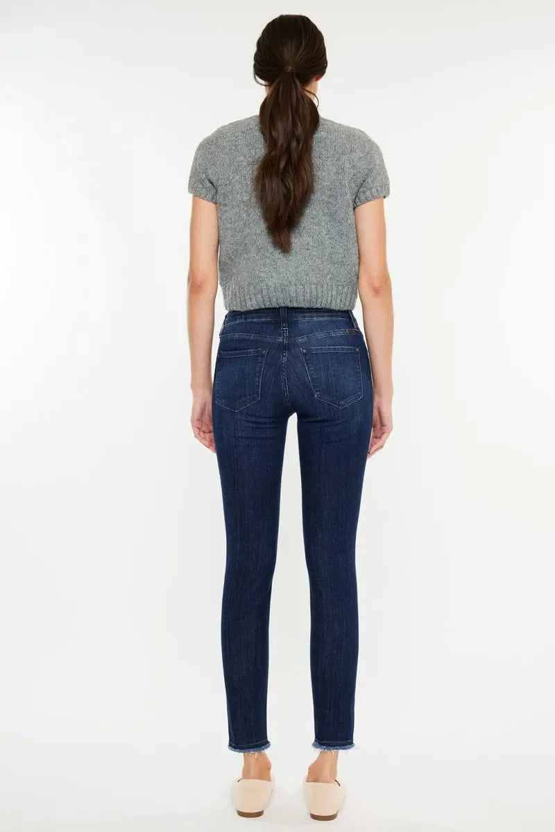 High-Rise Slim Fit Raw Hem Ankle Jeans - Eva's Edition