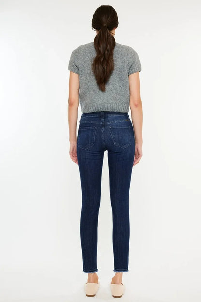 High-Rise Slim Fit Raw Hem Ankle Jeans - Eva's Edition