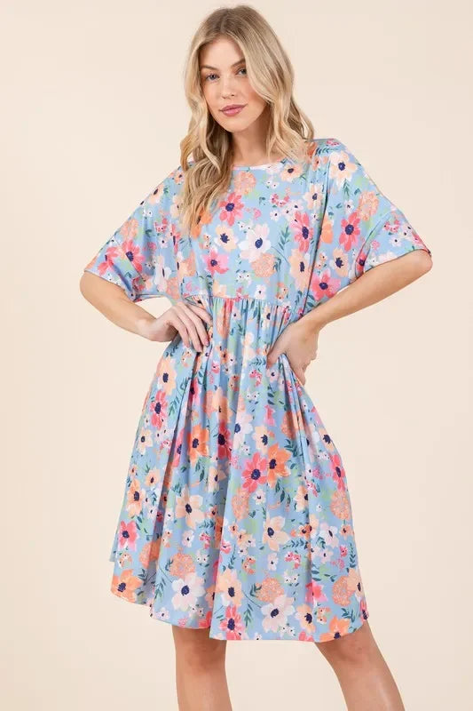 Floral Shirred Dress with Pockets - Eva's Edition