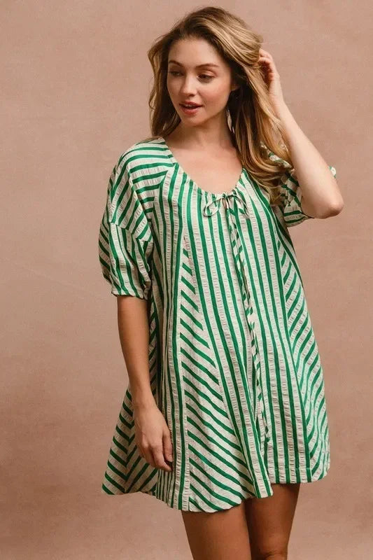 Puffy Sleeves Romper with Back Button Closure - Eva's Edition