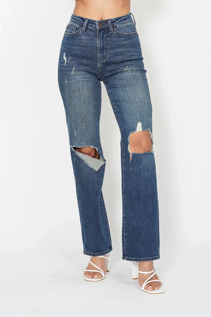 Ripped Knee Dad Jeans Plus Size - Eva's Edition