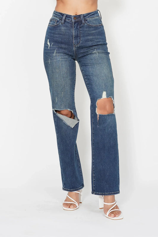Ripped Knee Dad Jeans Plus Size - Eva's Edition