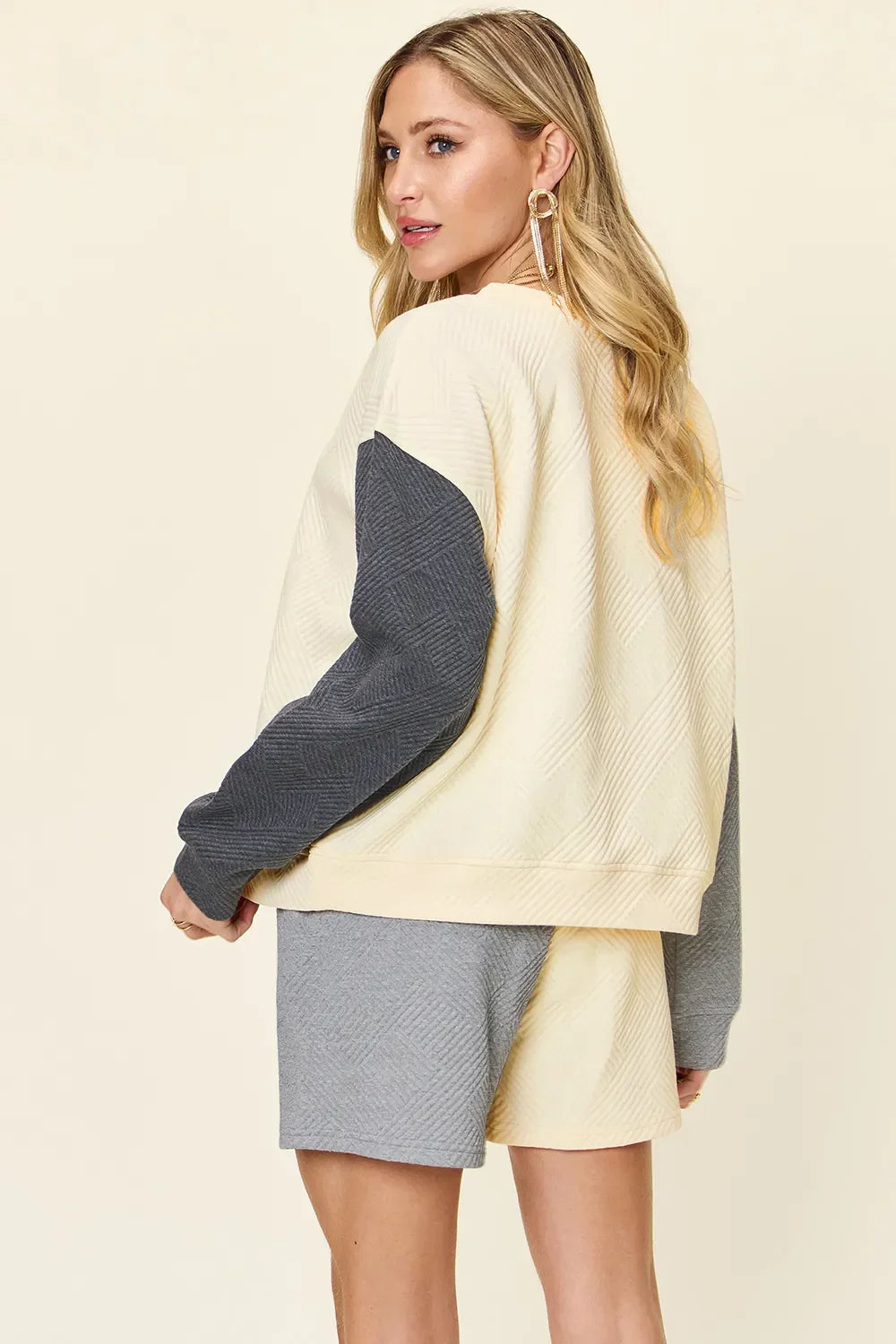Contrast Drop Shoulder Top and Shorts Set - Eva's Edition
