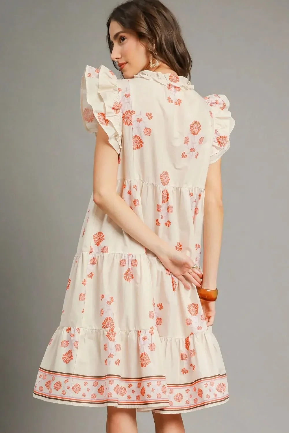 Tie Neck Ruffle Cap Sleeve Dress - Eva's Edition