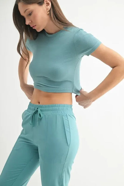 Micro-ribbed Cropped Athleisure Tee - Eva's Edition
