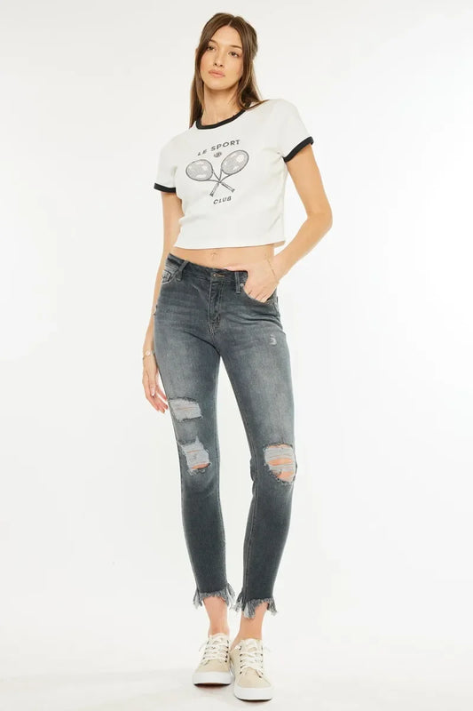 High Rise Distressed Ankle Skinny Jeans - Eva's Edition