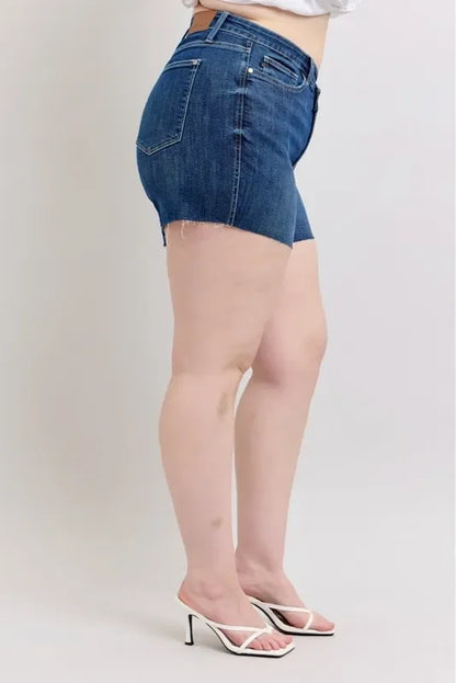 High Waist Criss-Cross Waistband Denim Shorts - Eva's Edition
