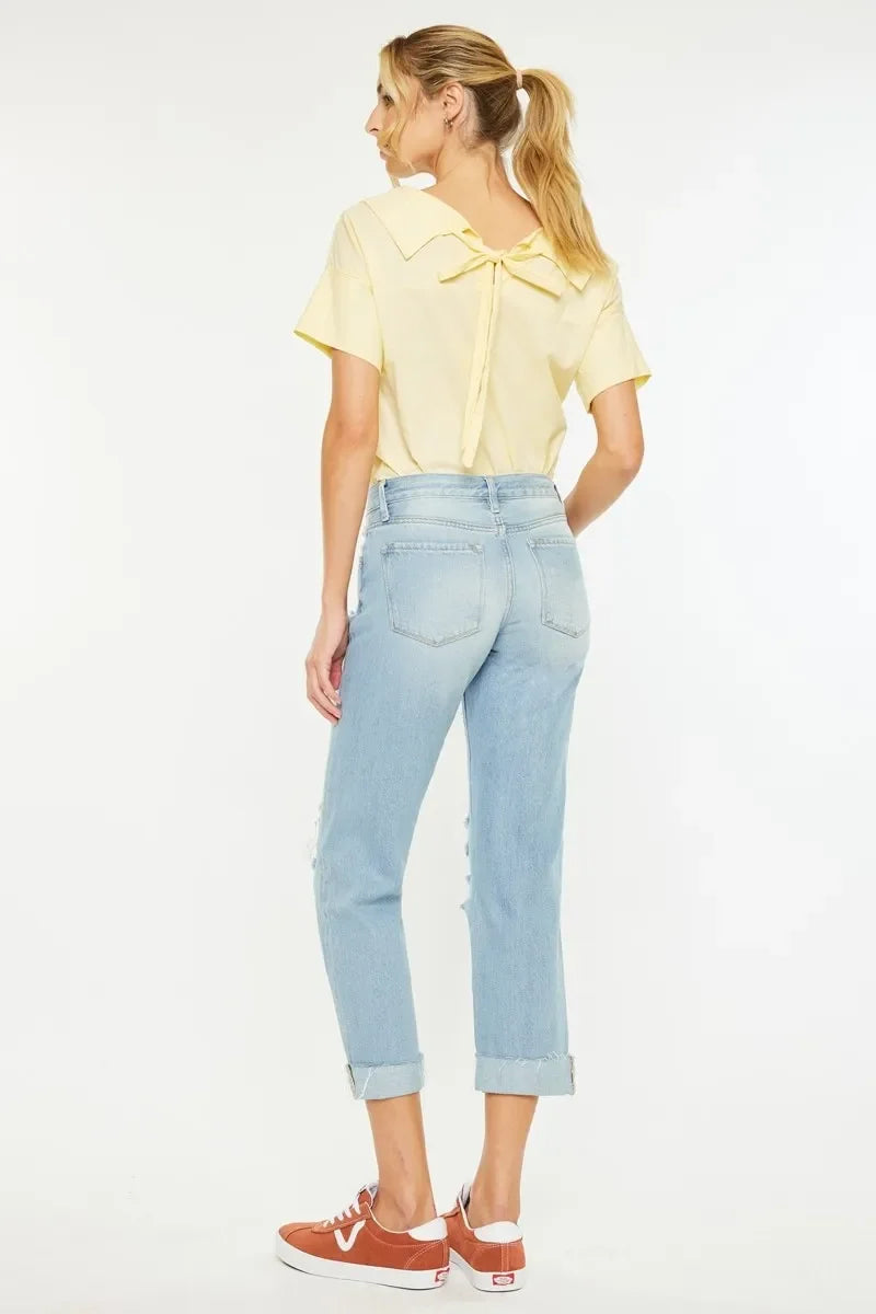 Mid Rise Distressed Boyfriend Jeans - Eva's Edition