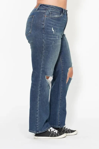 Ripped Knee Dad Jeans Plus Size - Eva's Edition