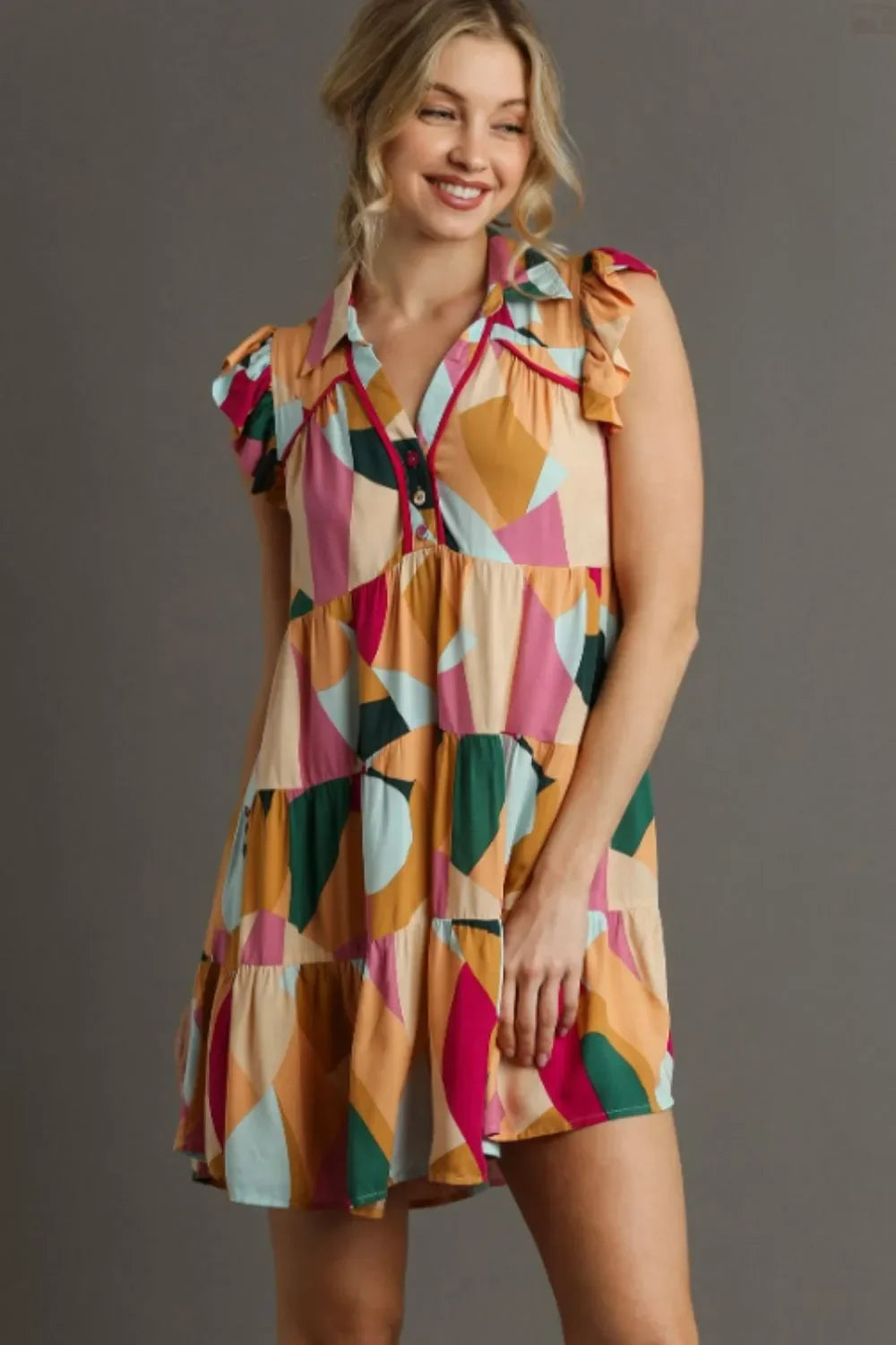 Ruffle Sleeve Mini Dress Plus Size - Eva's Edition