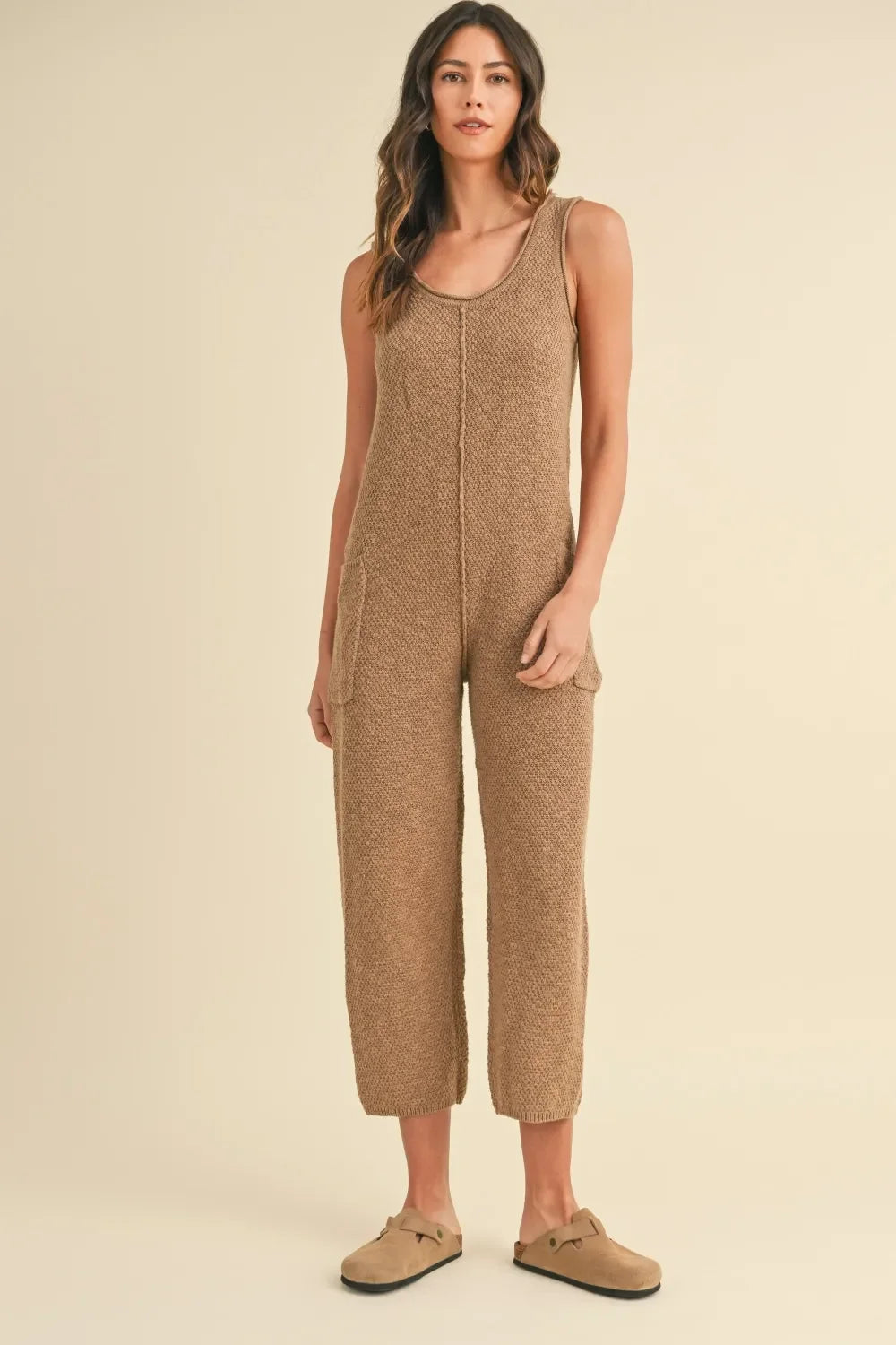Sleeveless Knit Crop Jumpsuit with Pockets - Eva's Edition