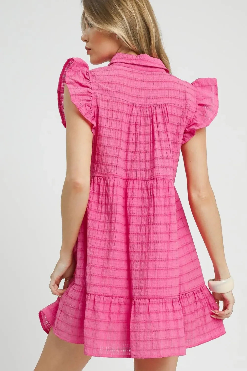 Ruffle Cap Sleeve Textured Mini Dress - Eva's Edition