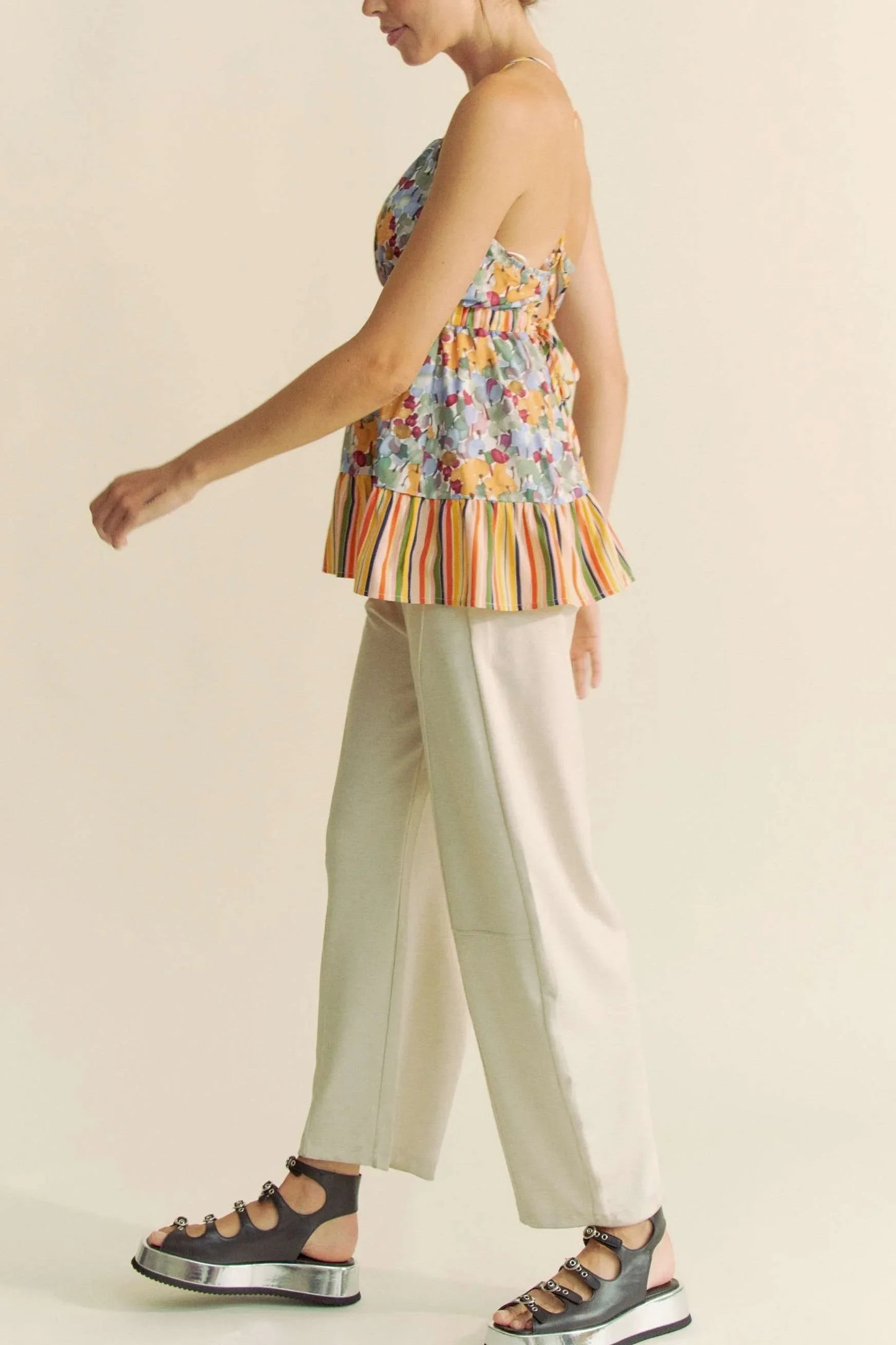 Floral Smocked Sleeveless Ruffle Back Tie Top - Eva's Edition