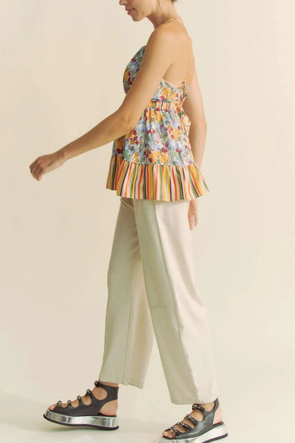 Floral Smocked Sleeveless Ruffle Back Tie Top - Eva's Edition